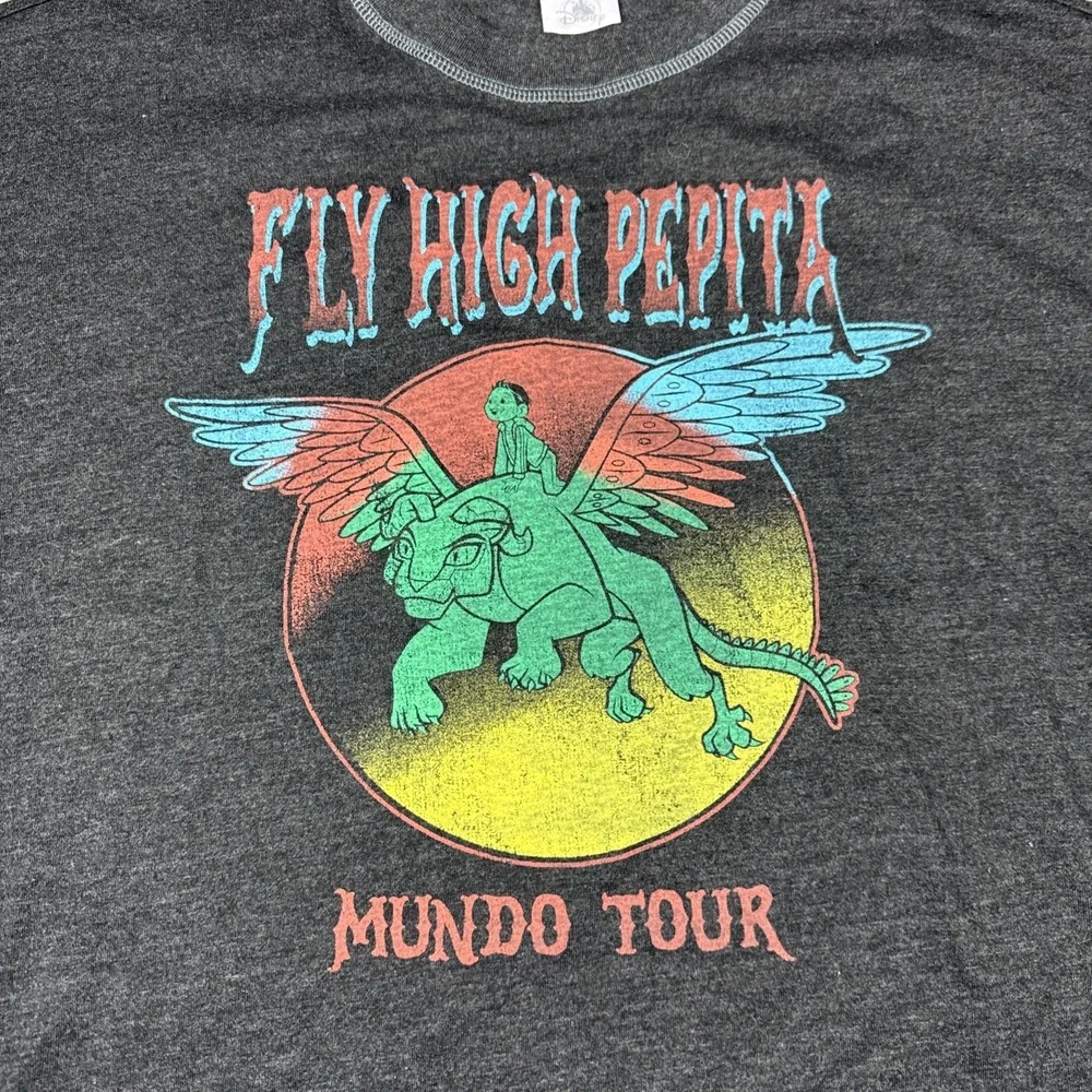 Disney Parks Coco Fly High Pepita Mundo Tour T-Shirt‎ Gray Size Large NEW